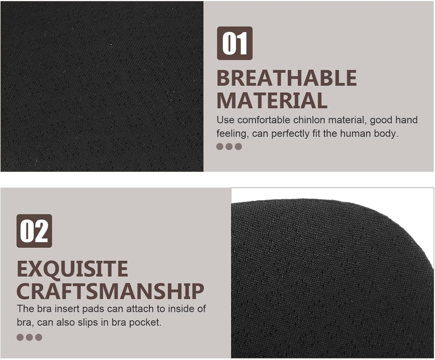 Integrated Latex Cotton Chest Pads 4-Pack Breathable U-Shaped Bra Inserts for Sports Yoga, Invisible Seamless Design and Anti-Slip Seamless Swimsuit Pads for Bikini, Bathing Suit & Dresses