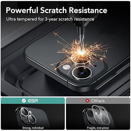 Miniatura 6 de ESR Paquete de 2 protectores de lente de cámara para iPhone 1515 Plus1414 Plus, protectores individuales HD ultra resistentes, resistentes a los