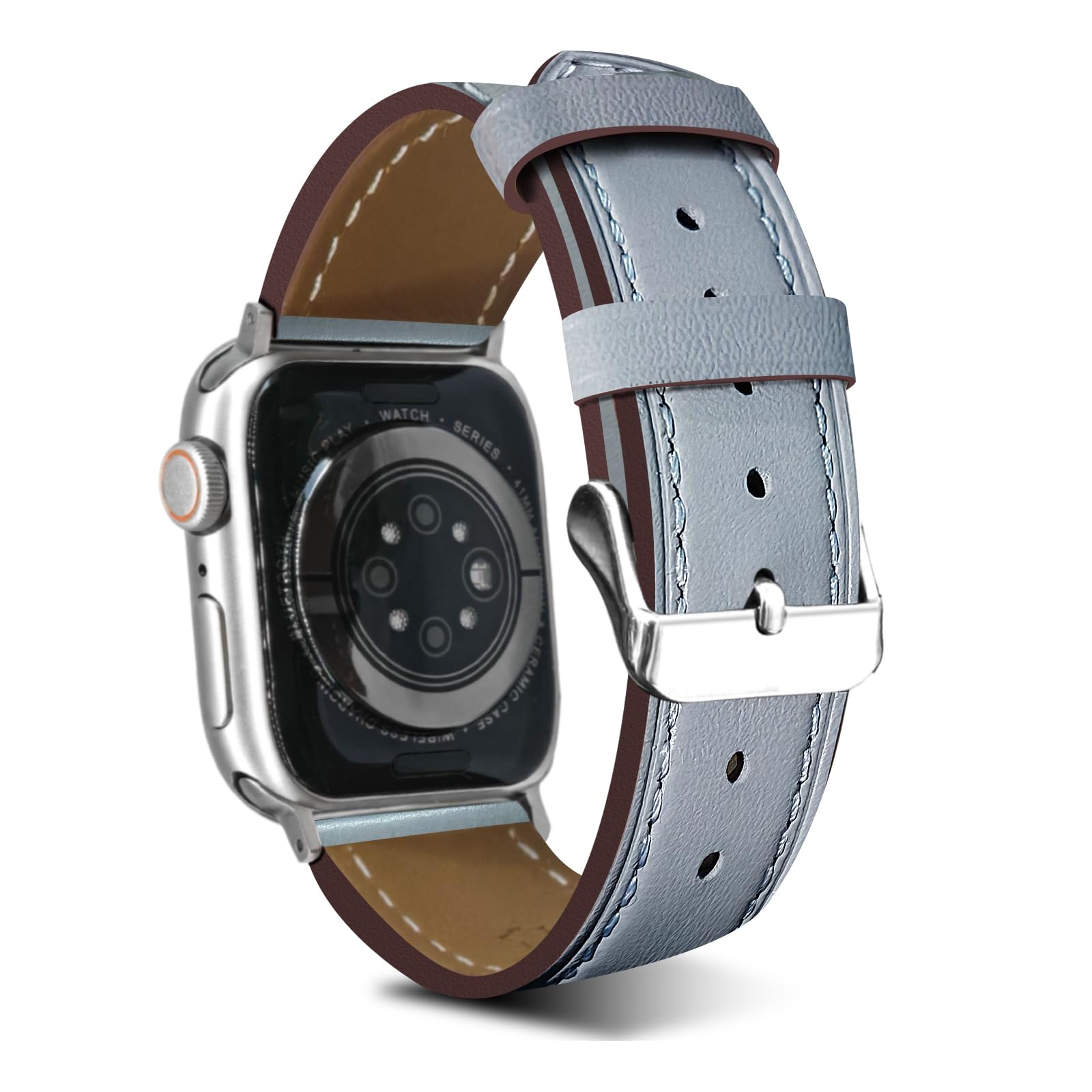 Premium Italy Leather Bands Compatible with Apple Watch Band 40mm 38mm 41mm 42mm 44mm 45mm 46mm 49mm, Soft Leather Watch Replacement Band for Watch