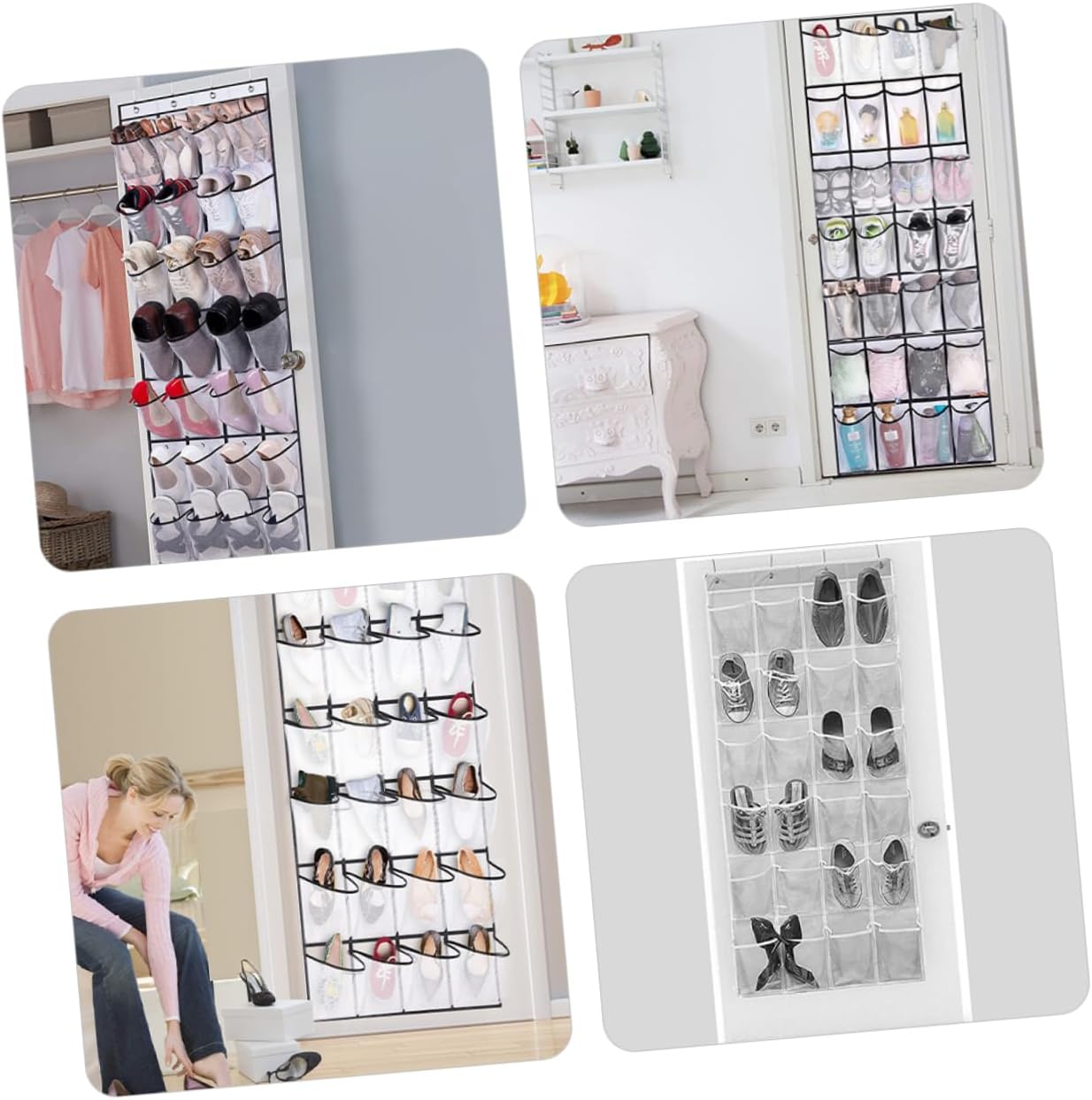 Levemolo 28 Grid over Door Hanging Organizer Bag for Shoes White