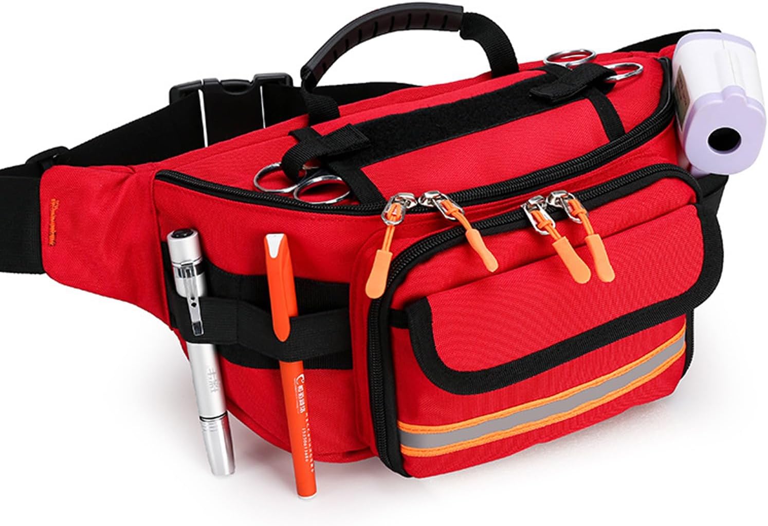 Empty Rescue Waist Bag First Aid Bag Portable Outdoor Emergency Survival Medical Medicine Storage Bag for Camping Travel,Red