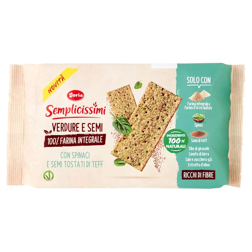 Immagine del prodotto Semplicissimi Doria Crackers Spinaci e Semi di Teff Tostati - 280g