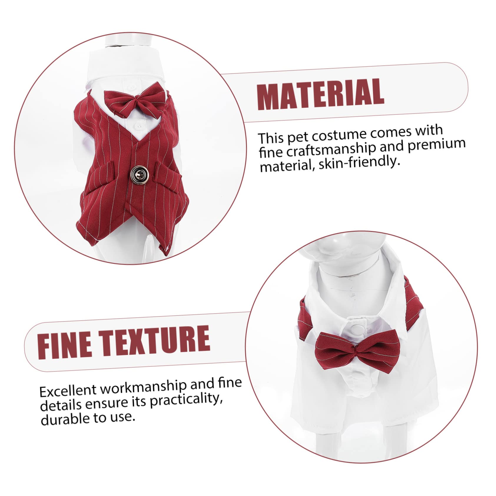 Abaodam 3stücke Hochzeitskostüm Für Hunde Elegantes Leichtes Outfit Für Hochzeiten Partys Und Fotoshootings Rotes Anzug-Shirt Für Große Hunde Für Festliche Anlässe Und Tägliches