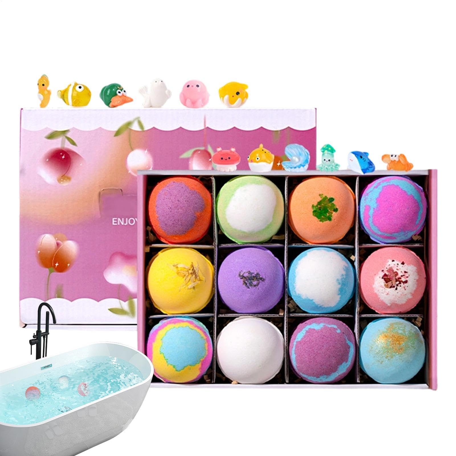 Bombe da Bagno Effervescenti Set 12 Pezzi Detergente Corpo | Bombe Effervescenti per Bagno Schiumoso per Relax Spa Casa Viaggio Bagno Hotel Regalo Bambini
