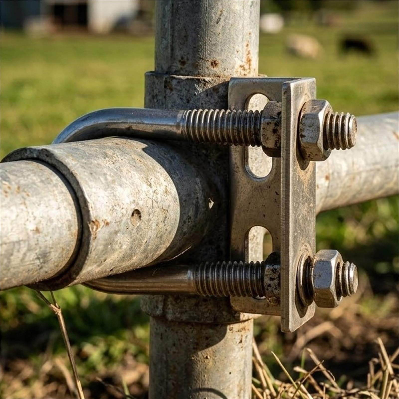 U Bügel Edelstahl-Vierkant-U-Bolzensatz, rechtwinklige Muttern, Plattenleitbleche, Zaungestell, Halterung, Hardware-Befestigungselemente(M10,5set)