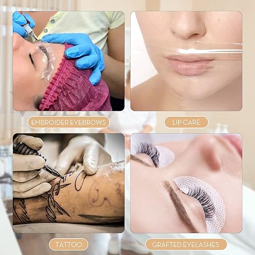 Miniatura 3 de G2PLUS Paquete de 3 películas preservativas desechables de plástico para cejas, suministros de maquillaje, rollo de cinta de envoltura – 1,968.5 ft