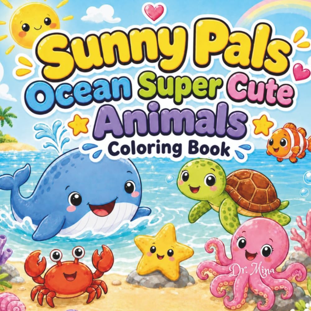 Sunny Pals: Ocean Super Cute Animal Coloring Book for kids