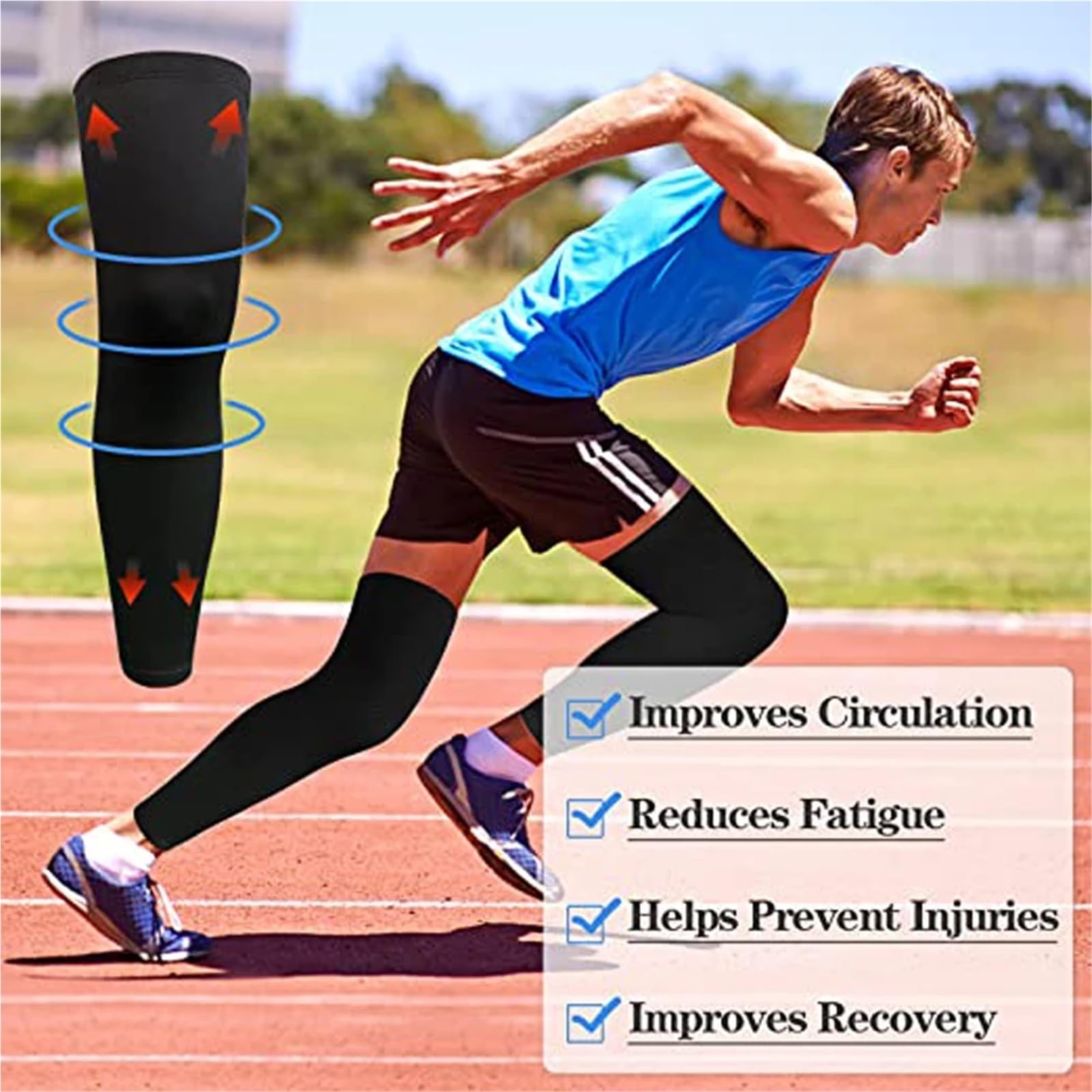MRKU Genouillères de Sport antidérapantes, Manchons de Compression et de Maintien, 1 pièce, Sangle de Protection, Respirantes et Anti-UV, pour Le Cyclisme et Le Basketball en extérieur.