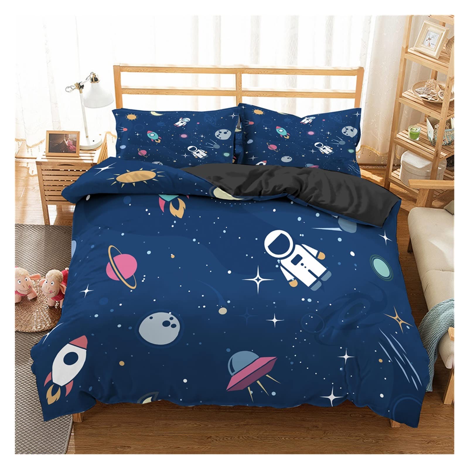 Set di biancheria da letto Set di biancheria da letto for cartoni animati Copripiumino for astronauta dell'aviazione Copripiumino for ragazzi Blue Sky Dream Federa for cuscino doppia singola doppia (