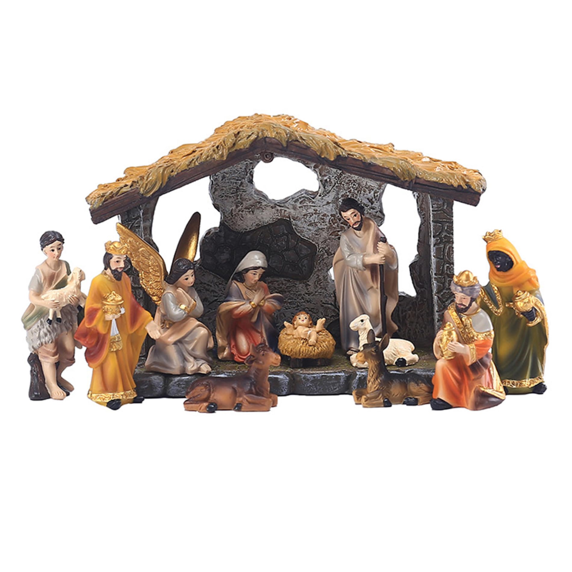 Obelunrp Pink Nativity Figurines Set Christmas Mini Traditional Resin Jesus Birth Decorations 1Set, Nativity Figurines