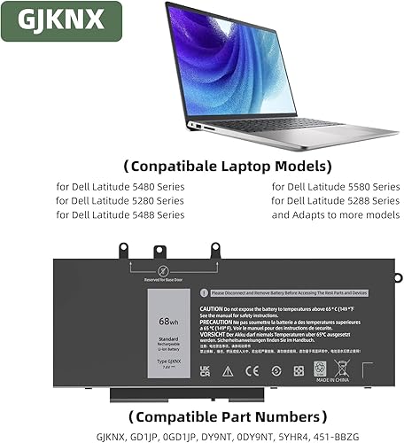 Miniatura 2 de GJKNX - Batería para Dell Latitude 5480 5490 5580 5590, compatible con Latitude 5280 5288 5290 5488 5491 5495 5591E5480 E5580 E5490 Precision 1 5