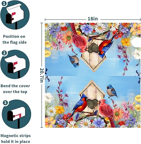 Miniatura 71 de Miaoquhe Funda magnética para buzón de 4 de julio, tamaño estándar de 18 x 21 pulgadas, diseño patriótico multicolor para decoración del hogar, 4