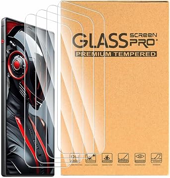 4 Pack Tempered Glass Compatible Nubia Red Magic 10 Air 6.8 inch Screen Protector - 9H Hardness HD Clear Anti-Fingerprint Protective Film