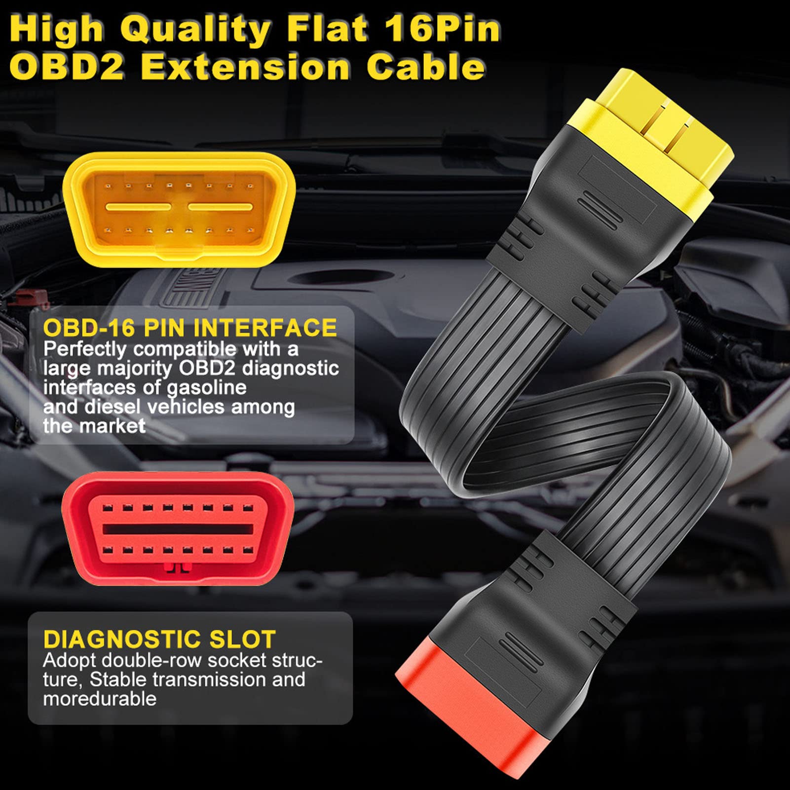 Cavo di prolunga OBDII 16 Pin maschio a femmina connettore