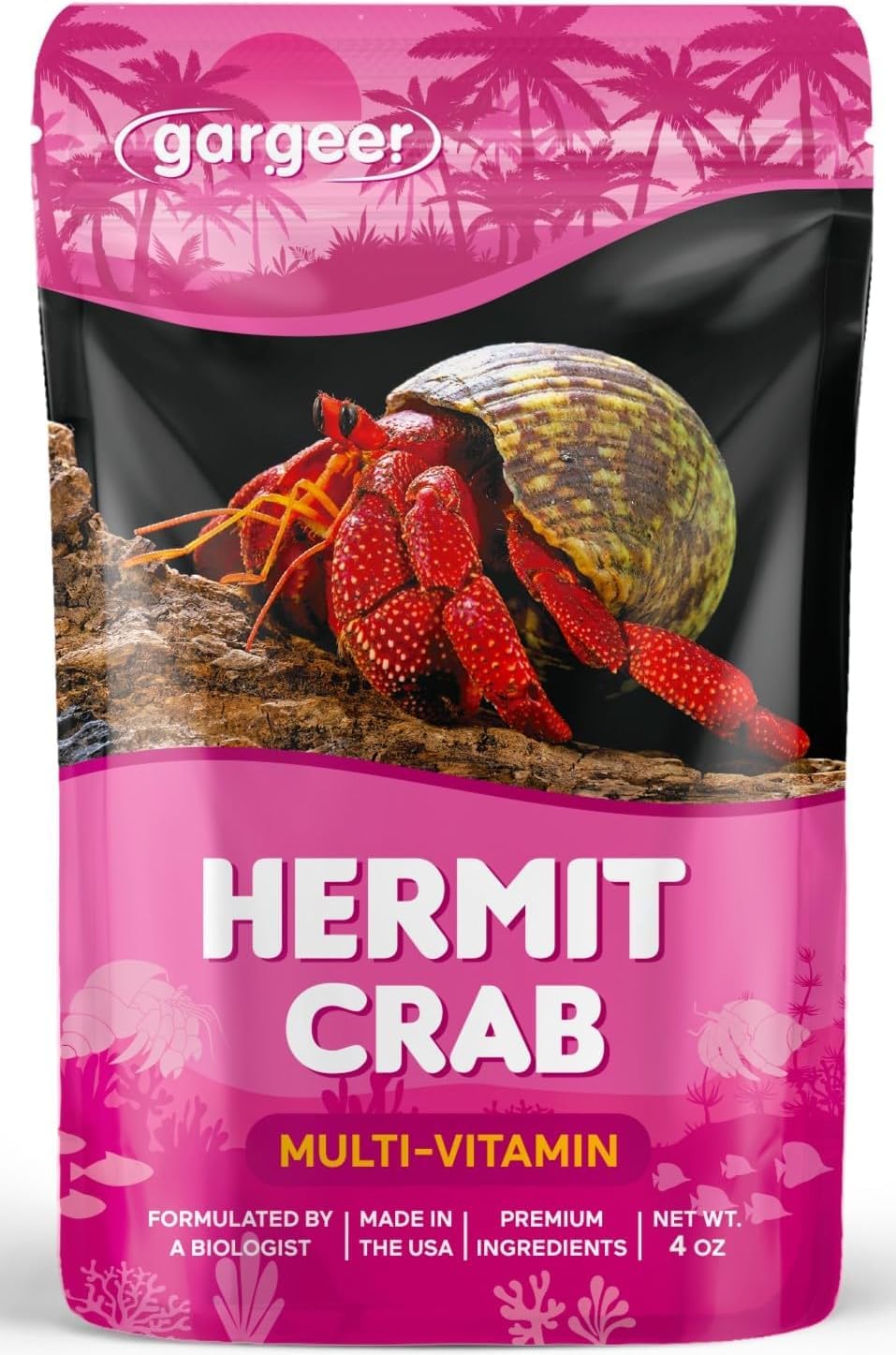 Gargeer 4oz Hermit Crab Multi-Vitamin Supplement. Promote Growth, USA Made