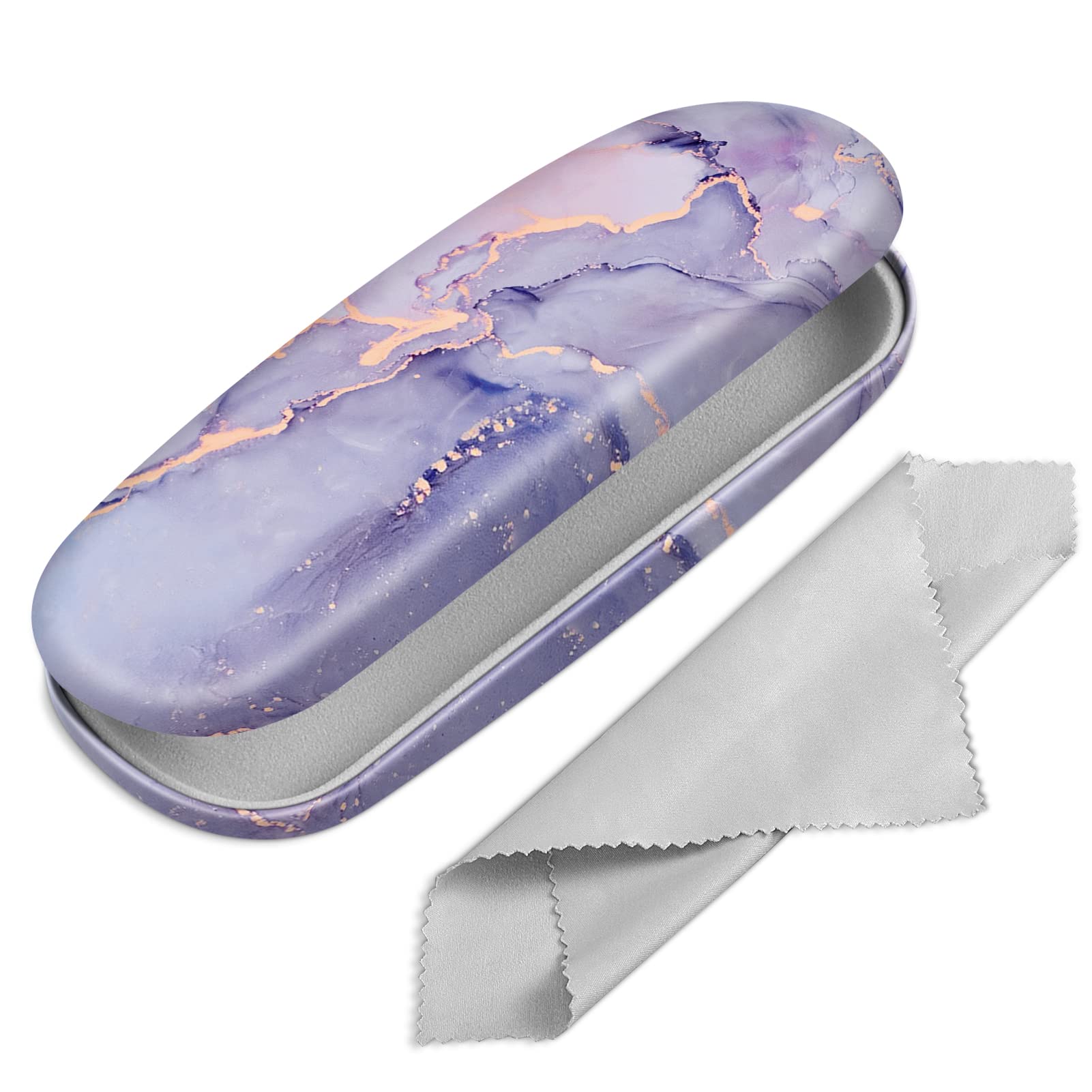 FINTIE Hard Shell Glasses Case for Women Men - Fashion Reading Eyeglasses Case Protective Spectacle Cases with Cleaning Cloth