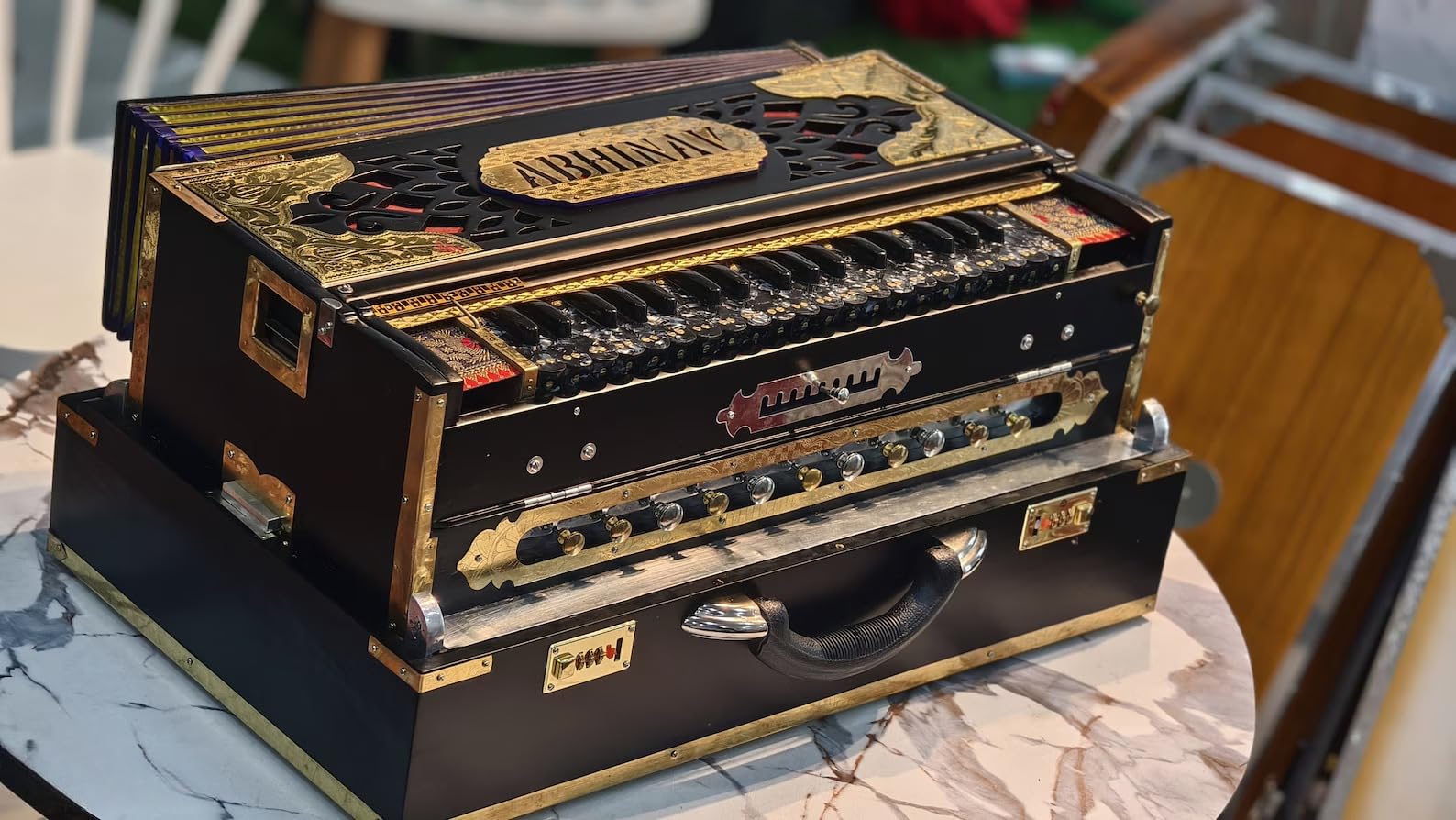 NamasteHimalayas Limited Black Edition 3-Reed 3.75 Octave 9-Scale Changer Harmonium – Premium Craftsmanship Reeds, Best for Kirtan, Meditation, Sound Healing Therapy