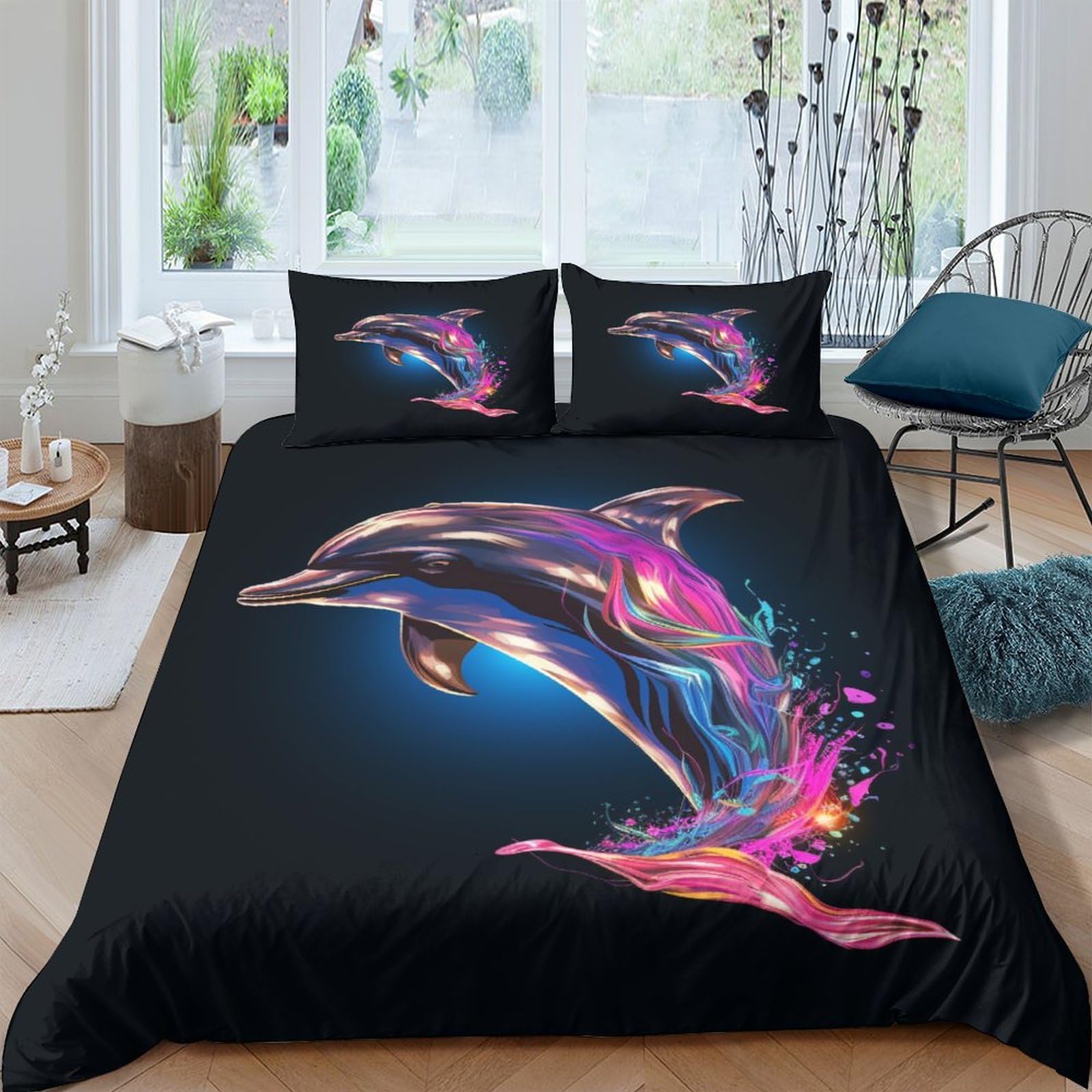 Housse de couette dauphin respirante en microfibre super douce 200x200