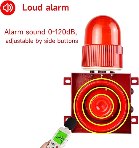 Miniatura 2 de Sirena de alarma impermeable tono de volumen ajustable 120dB cuerno fuerte 25W botón de seguridad al aire libre sirena con luz estroboscópica LED