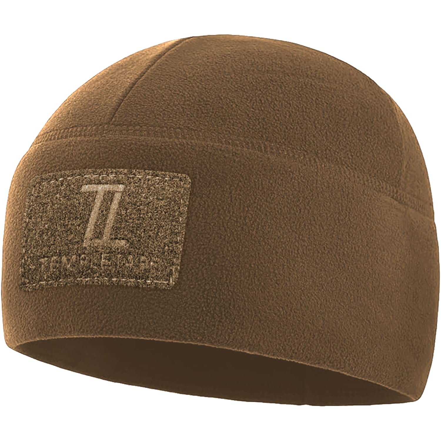 Temple Tape Tactical Beanie Hat - Front & Back Patch Panel - Multi Season Military Hats for Men - Mens Patch Army Beanies, Coyote Brown, One Size