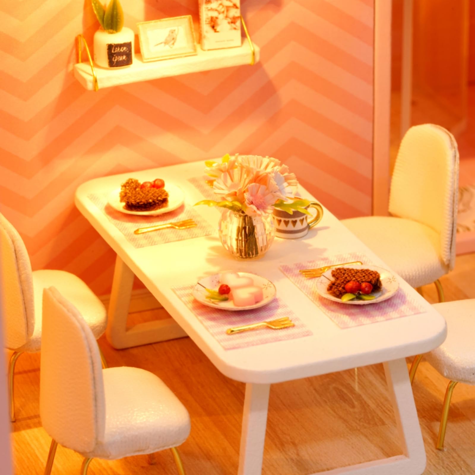 CUTEROOM Casa delle bambole in Miniatura Casa delle Bambole Legno in Kit con Mobili e Musica Casa Modello per Ragazze E Ragazzi