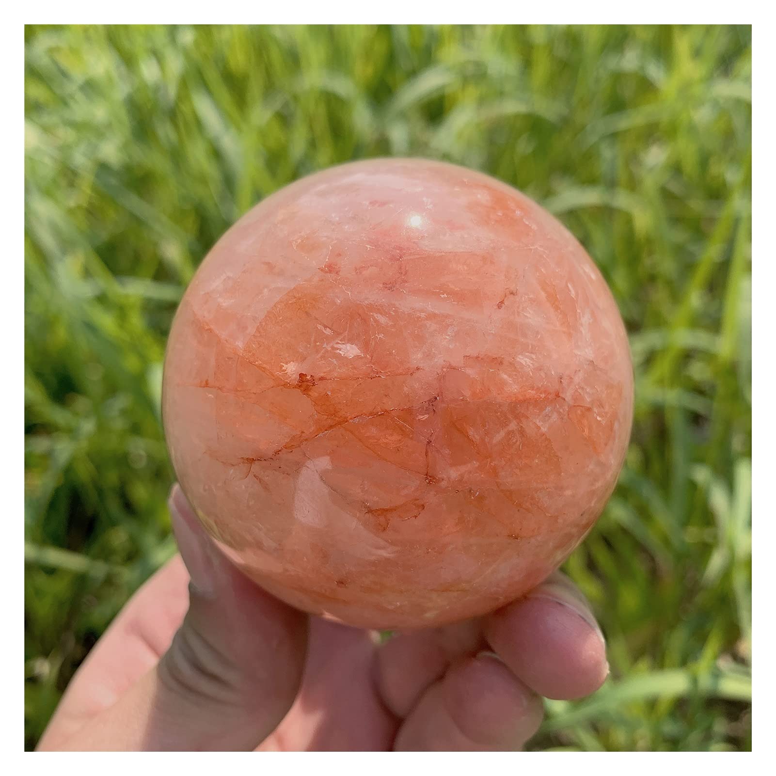 Natürliche Kristalle Red Fire Quartz Sphere Ball Reiki Stones Room Home Office Aquarium Dekoration Zubehör Edelstein Quarzsteine ERTEYIN (Size : 7-7.5cm)