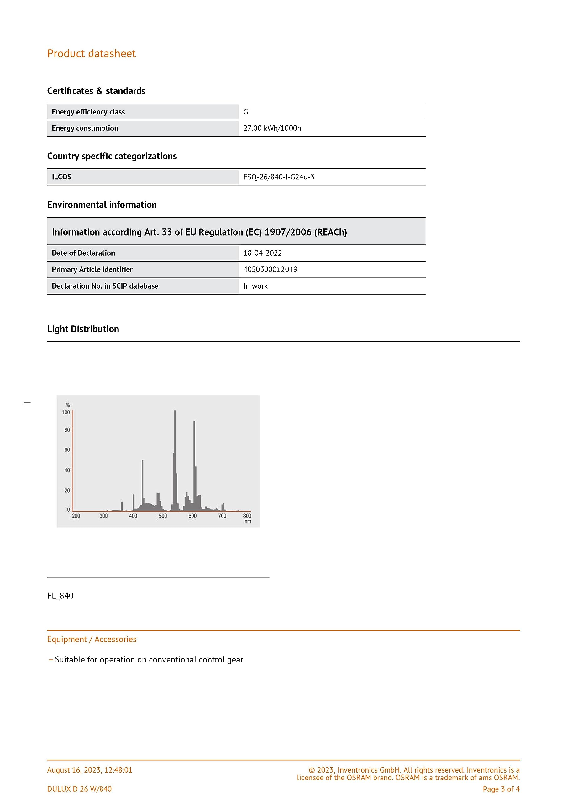 Osram - 10 Articles Dulux D 26 Watt 840 2P G24d-3
