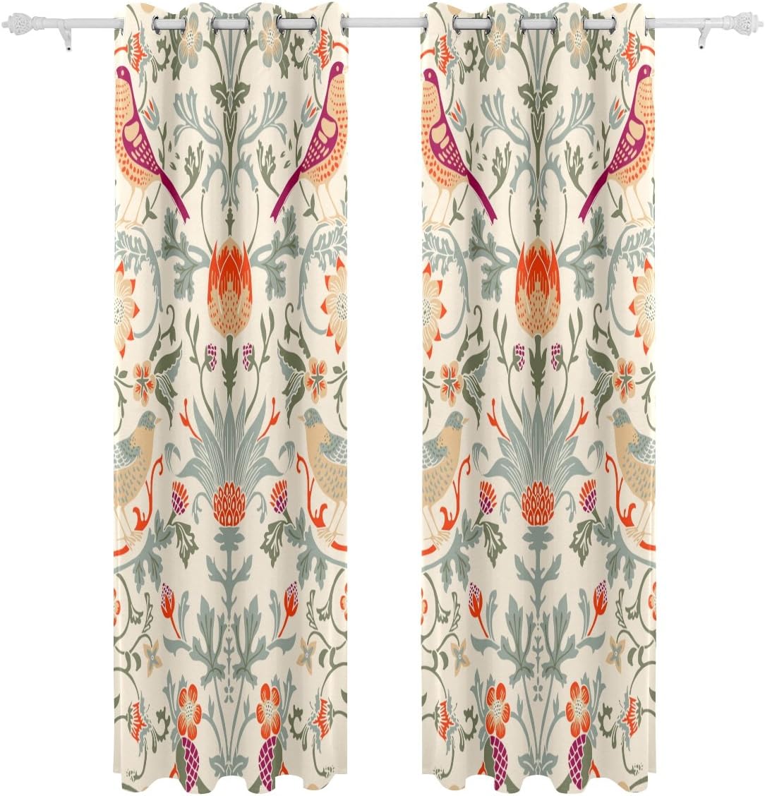 Tech Deals 🔥 William Morris Curtains Thermal Drapes Panels Darkening Blackout Grommet Room Divider for Patio Window Sliding Glass Door 55x84 Inches,Set of 2