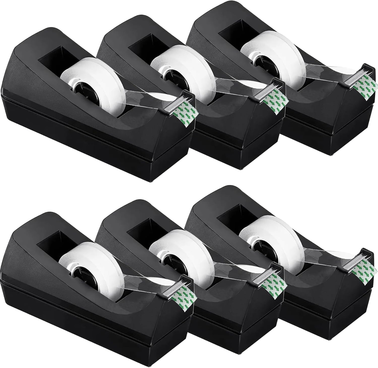 Transparent Tape with Dispenser 6 Pack Tape Dispensers Desk unweighted Non Skid Base Desktop Dispenser Bulk for Office Home School Transparent Tape with Dispenser 6 Pack Tape Dispensers Desk unweighted Non Skid Base Desktop Dispenser Bulk for Office Home School