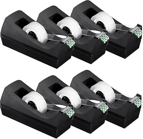 Cinta transparente con dispensador, paquete de 6 dispensadores de cinta para escritorio, base antideslizante sin peso, dispensador de escritorio a