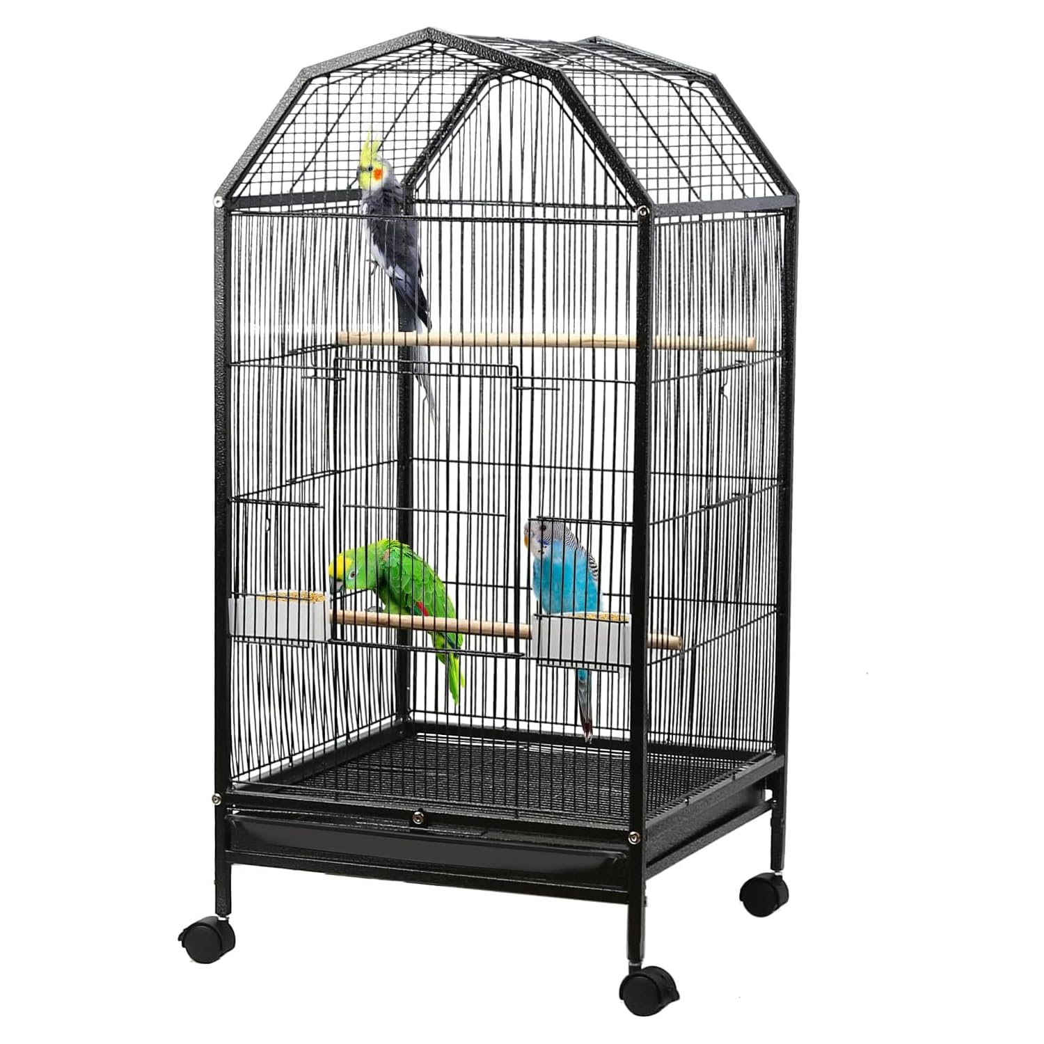 Jainsons Pet Products Large Bird Cage with Metal Rolling Stand Pet Cage for Canary, Parakeet, Finches, Cockatiels, Parakeets, Cockatiels, Parrots, Perched, with Feeding Bowls, Tray, Black 40 Inch (B0D9Q62398) Amazon Price History, Amazon Price Tracker