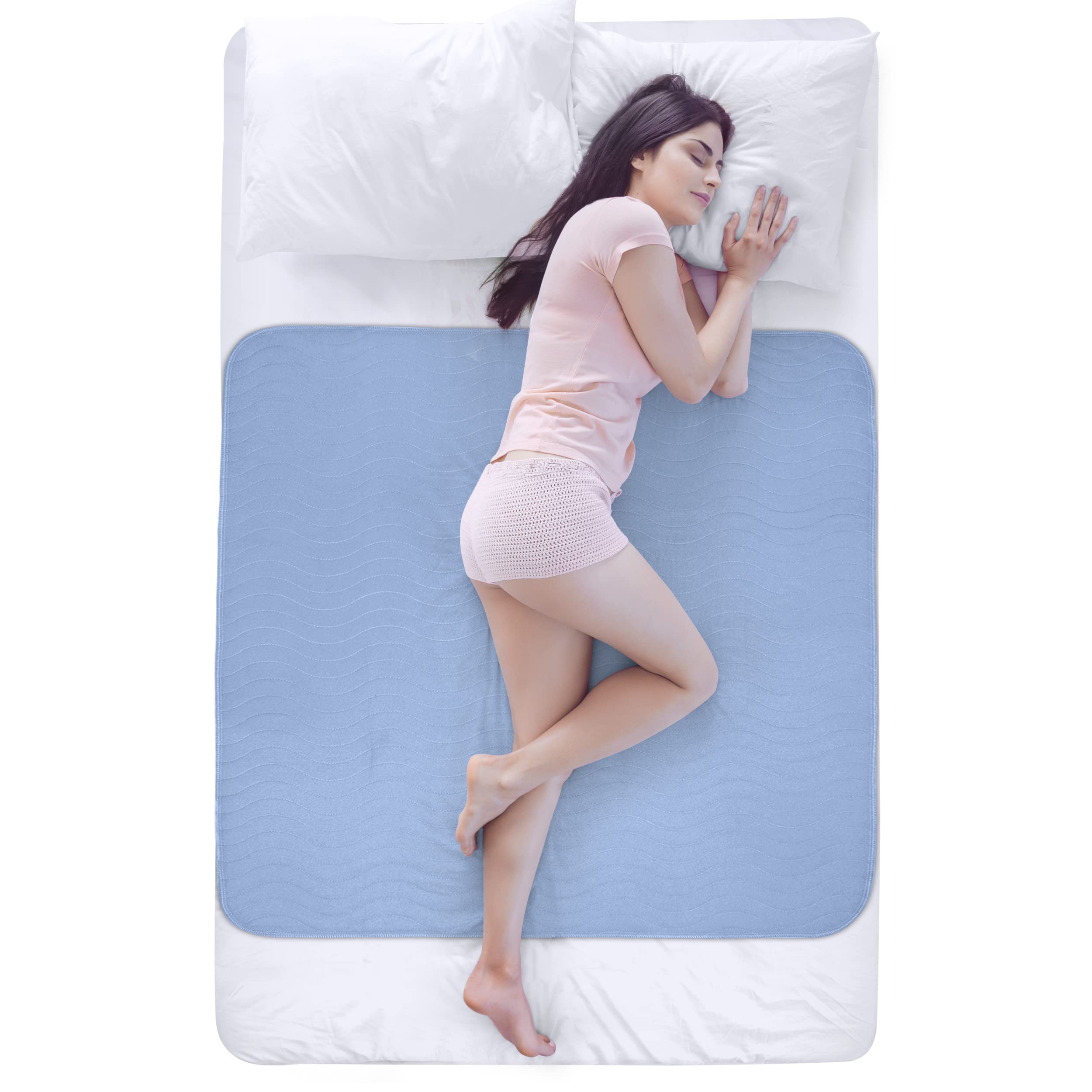 Utopia Bedding (Pack of 2) Waterproof Incontinence Pads Quilted Washable & Absorbent Bed Pad for Adults and Kids 34 x 36 Inches (Blue)