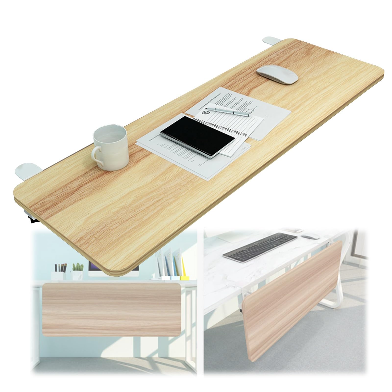 CVJdfhRE desk extender， 90° Foldable Keyboard Tray, Ergonomic Desk Extender For Home And Office, Fully Supports The Arms, Protects Eyesight(Wood 1,65x25cm(26x10Inch))