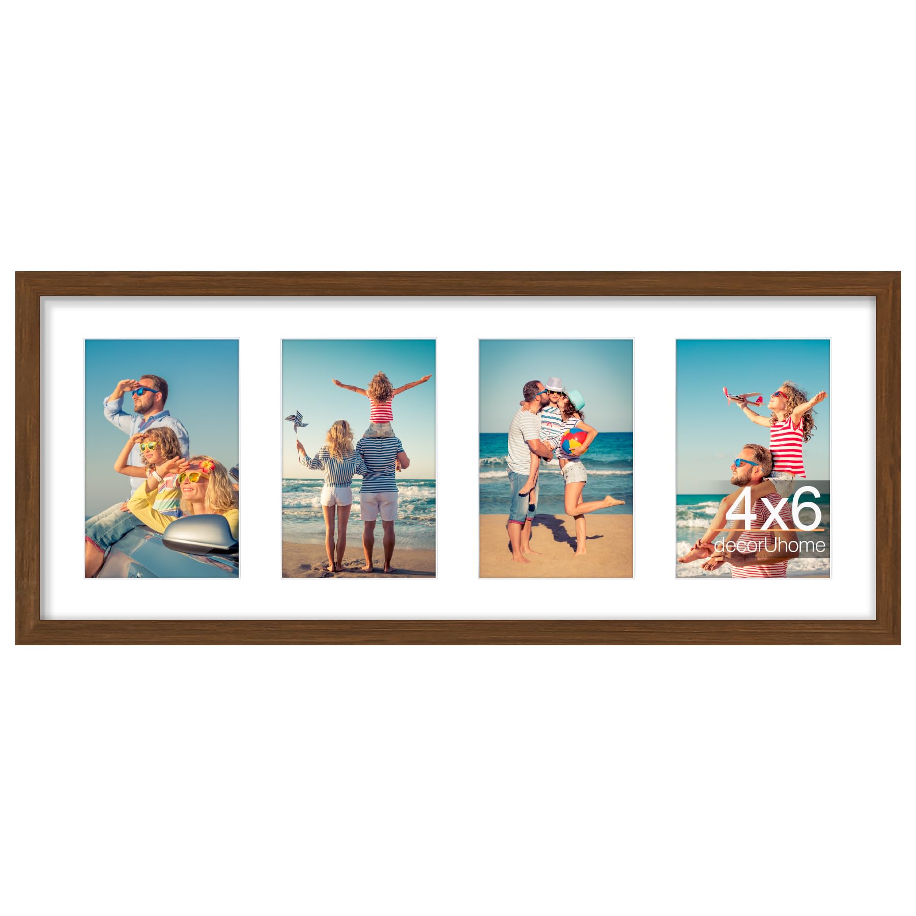 decorUhome 8x20 Picture Frames Collage Wall Decor, Display 4Pcs 4x6 Photos with Mat or 1Pcs 8x20 Unmatted