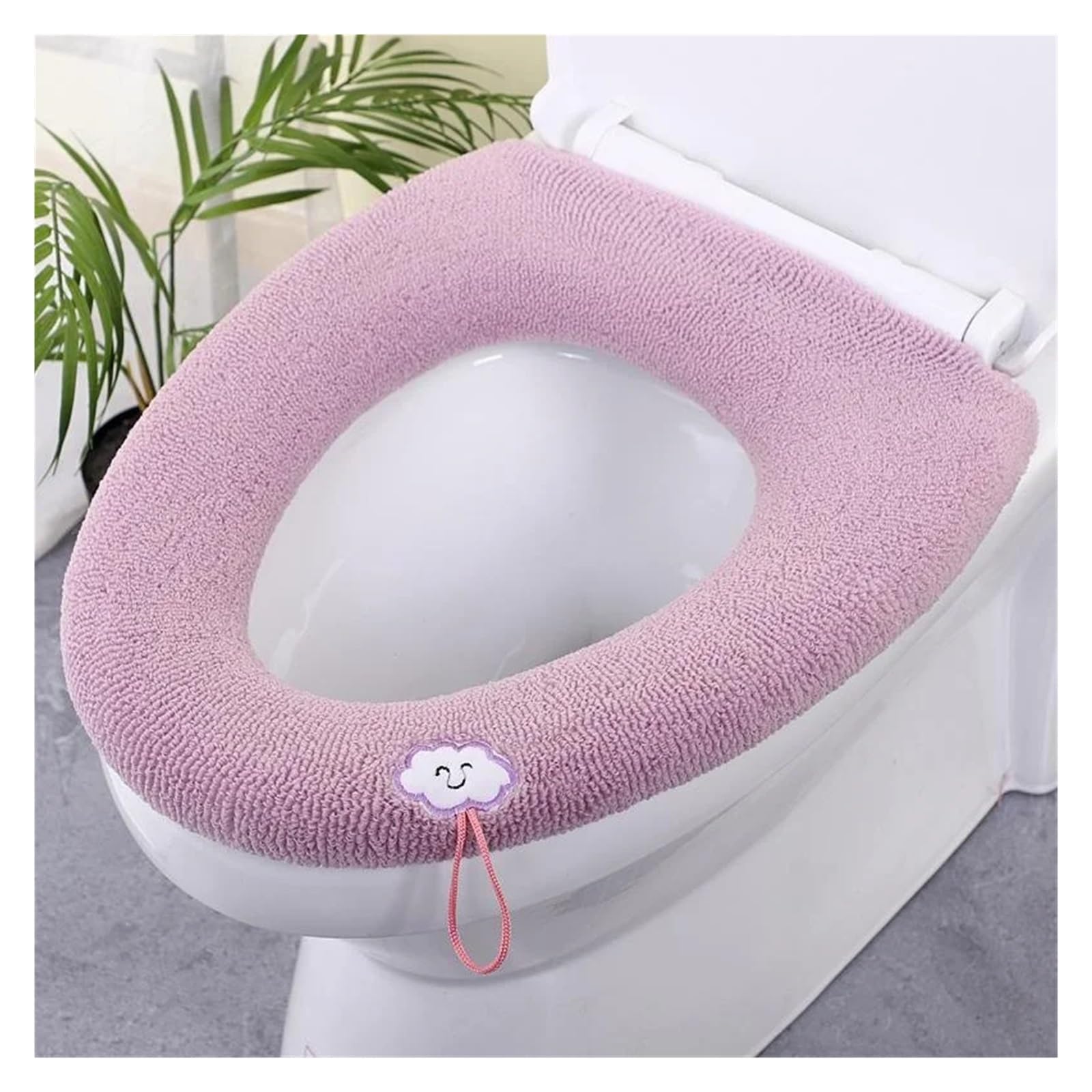 QMVDOJR Thicker Bathroom Toilet Seat Cover Pads Soft Warmer Toilet Seat Cushion Cover Stretchable Washable Cloth(Pink)