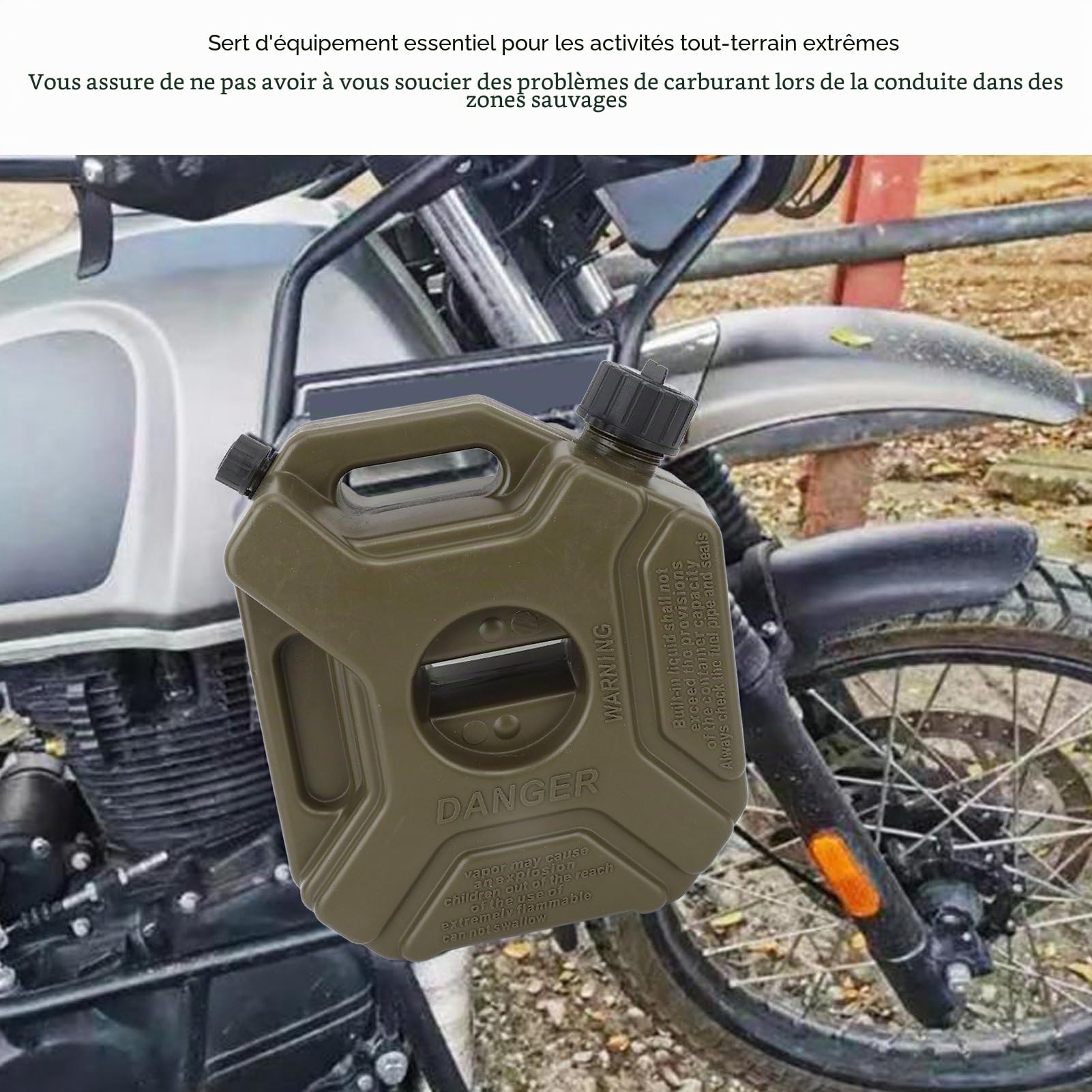 Réservoir D'Essence, 3 L 0,75 Gallons, Bidon D'Essence, Mazout, Essence, Réservoir de Secours Vert pour la Plupart des Voitures, Motos, UTV, VTT, Véhicules Tout-terrain (Sans