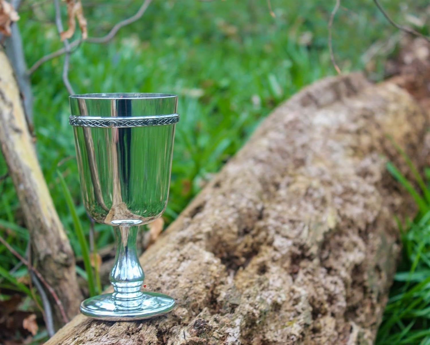 I LUV LTD Celtic Band Pewter Goblet 300ml Bright Polished Finish Both Inside and out with Celtic Wire Trim to Top Edge Perfect for Engraving