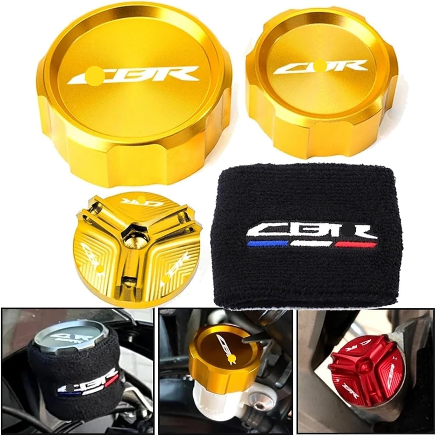 Motorcycle Oil Filler Cap Master Cylinder Brake Fluid Reservoir Cover Sock CBR1000RR Compatible with CBR 1000RR 1000 RR 2005-2018