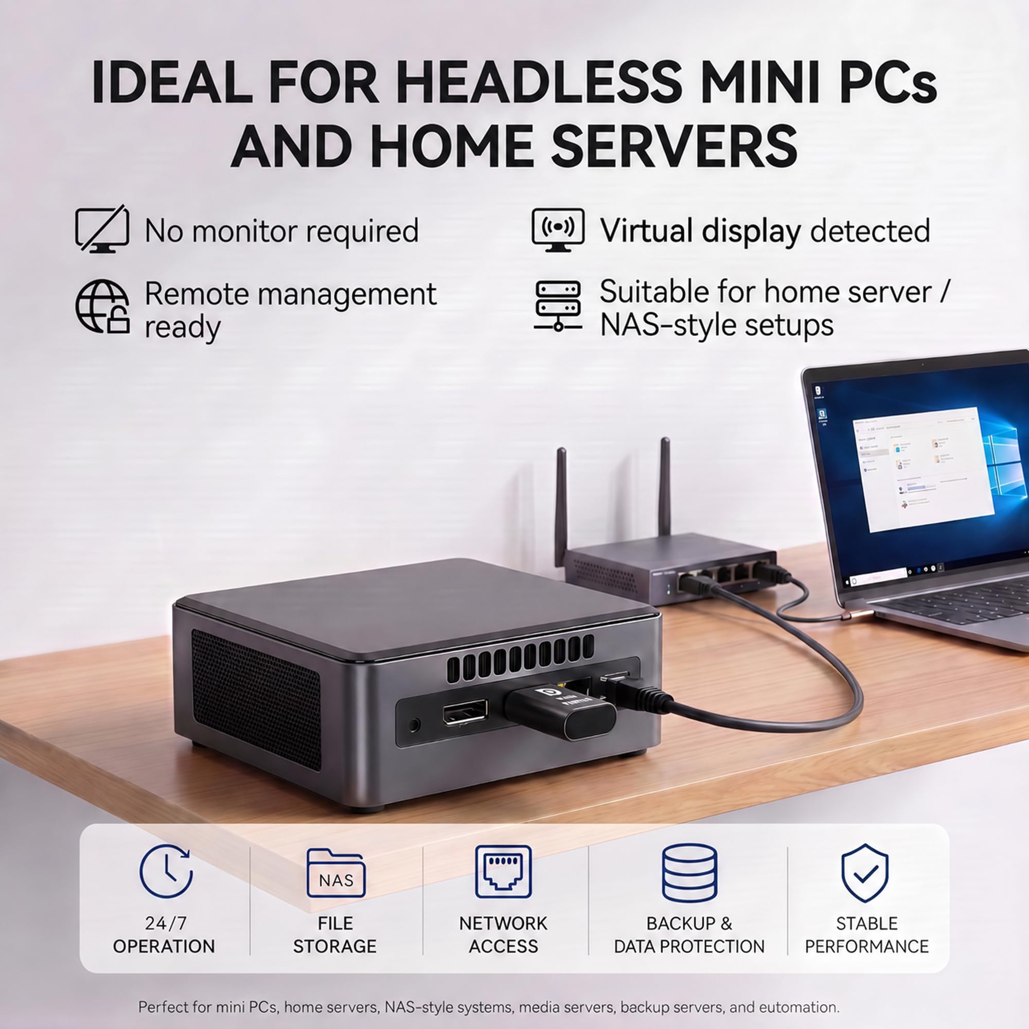 4K60Hz HDR DP Dummy Plug, 3840 x 2160 @ 60 Hz 1440P 120/144Hz 1080p 120/144/240Hz Virtual Display Emulator, displayport Dummy Plug, adapter wyświetlacza Headless Ghost, monitor EDID (3, czarny)