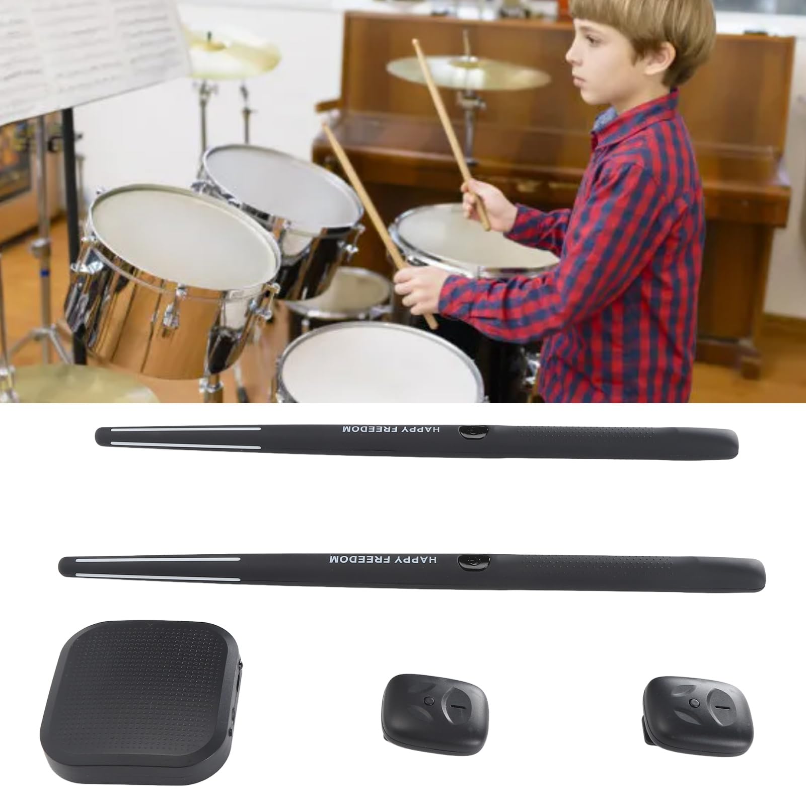 Annadue Set di Batteria Virtuale, Kit di Batteria Portatile per realtà Virtuale, Set di Elettronica per Principianti, Bambini, Adulti con Suono Realistico