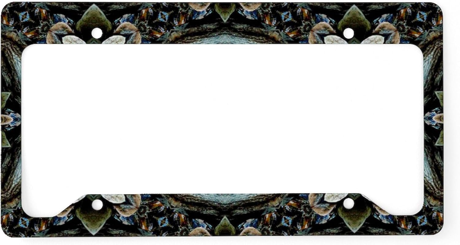 CafePress Boho Flower License Plate Holder Aluminum License Plate Frame, License Tag Holder