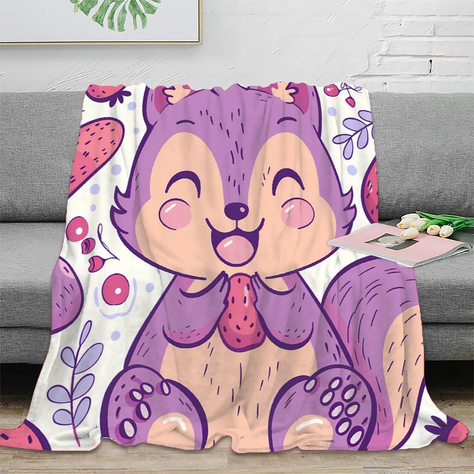 Plaid écureuil mignon pour des soirées cocooning en famille devant la télévision