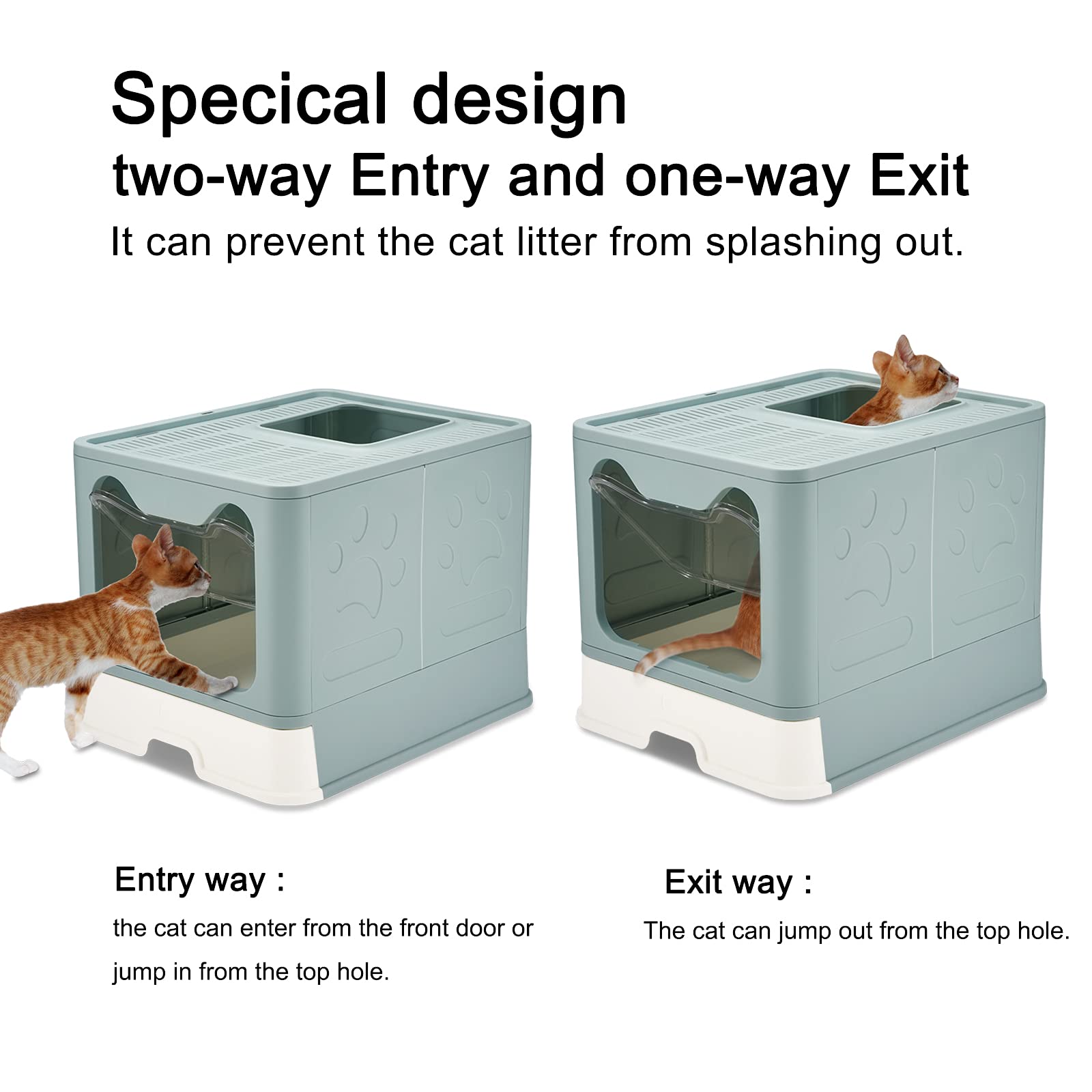 Cat Litter Box, MOERUN Covered Litter Box with Lid, Litter Scoop,Drawer