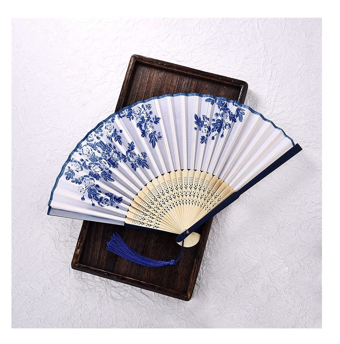 Display Fans Retro Chinese Japanese Bamboo Folding Fan Dance Hand Home Decoration Ornaments Hand Held(K)