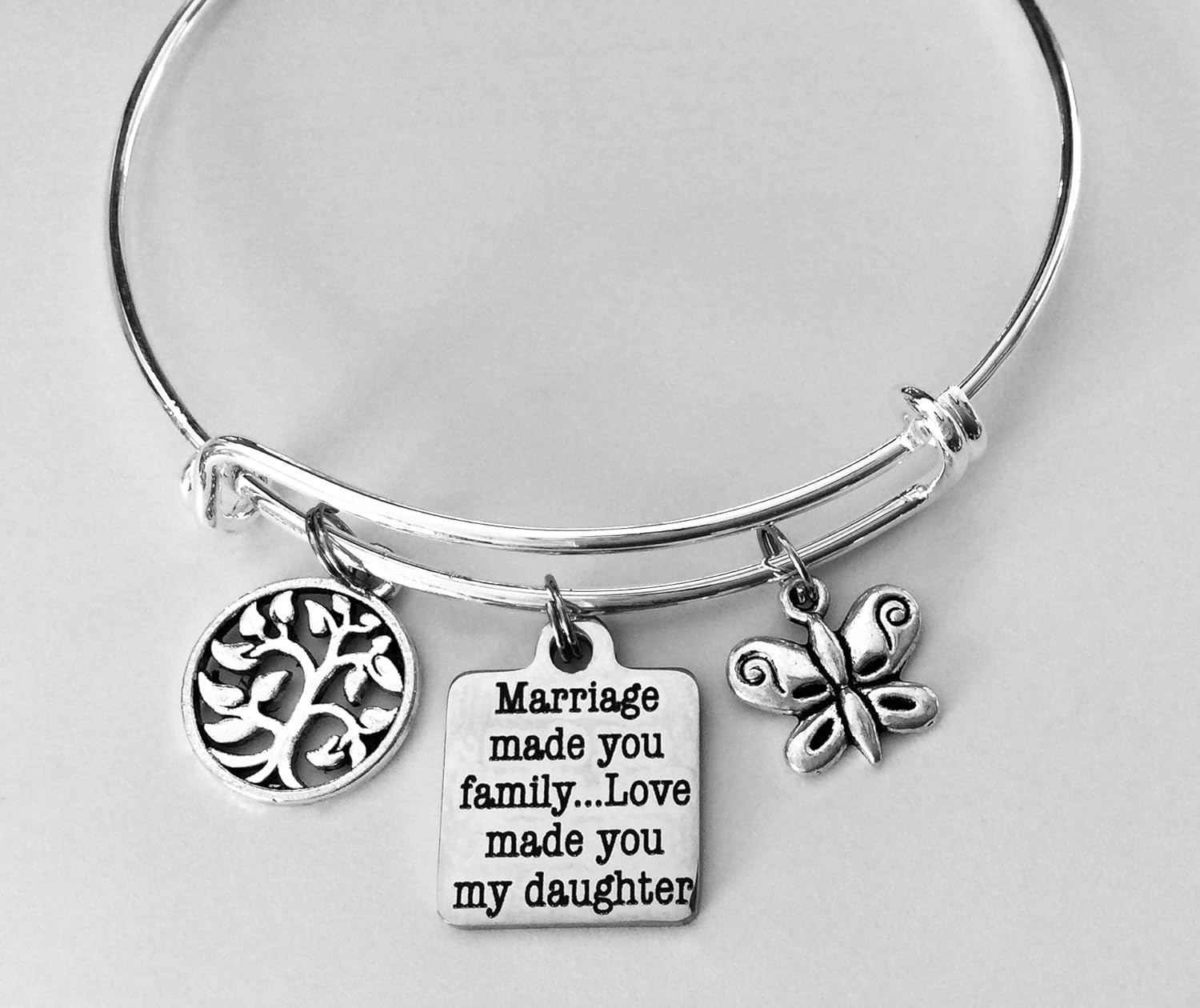Marriage Made you Family Love Made You My Daughter Expandable Charm Bracelet for Daughter In Law Adjustable One Size Fits All Can be Personalized - Image 3
