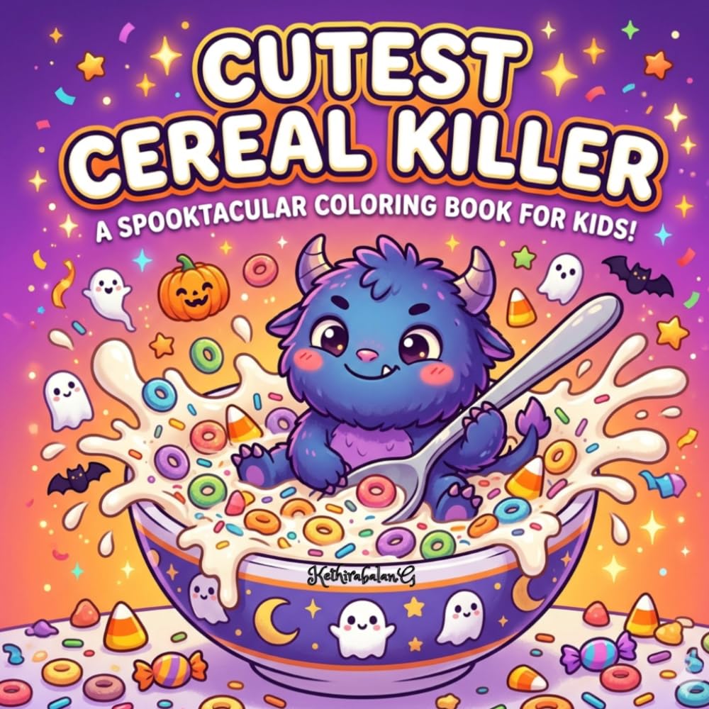 Cutest Cereal Killer: A Cute & Funny Halloween Coloring Book with Kawaii Monsters, Spooky Fun & Easy Pages for Kids and Adults