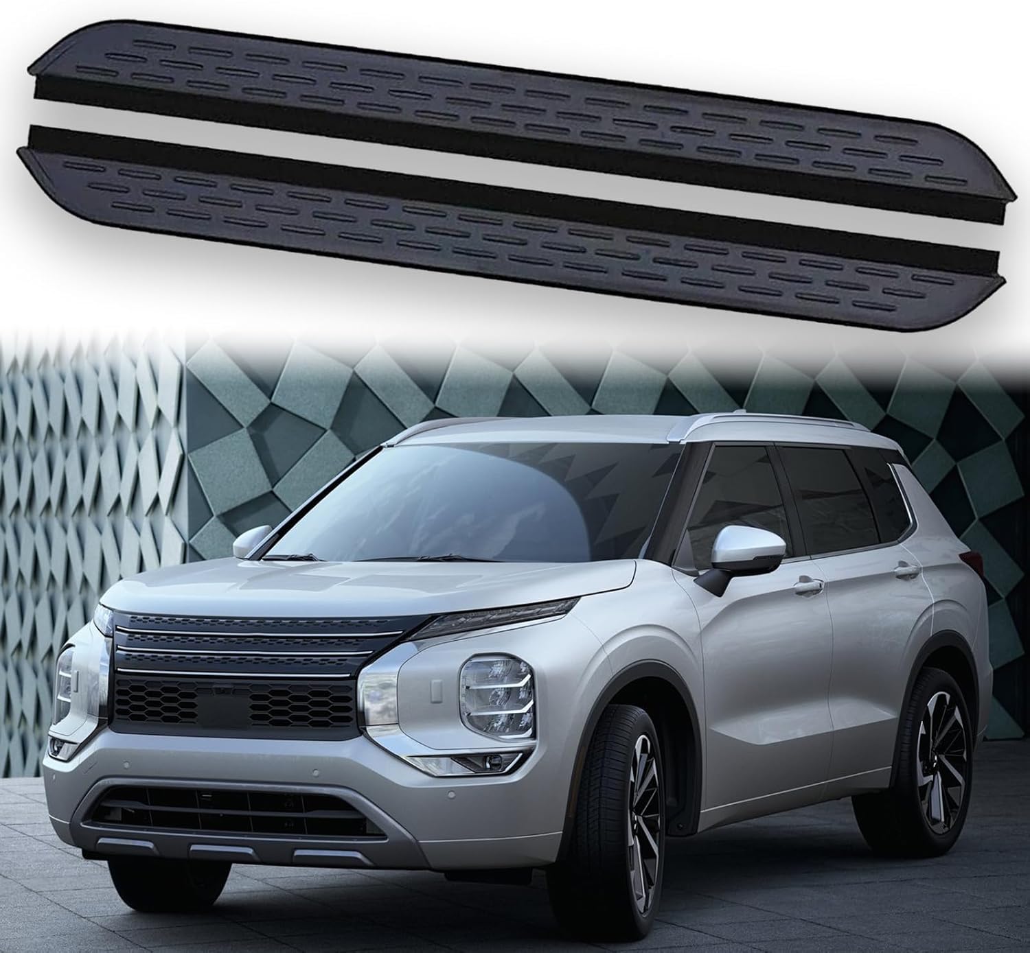 2Pcs Side Steps Pedal Nerf Bars Fits for Mitsubishi Outlander 2022 2023 2024 2025 Black Running Boards