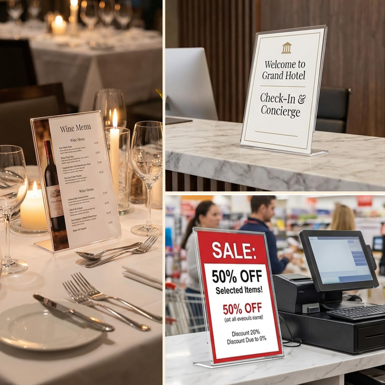 6 Pack Acrylic Sign Stand Holders 8 5 x 11 Clear Plastic L Shape Table Paper Display Stand — view 6