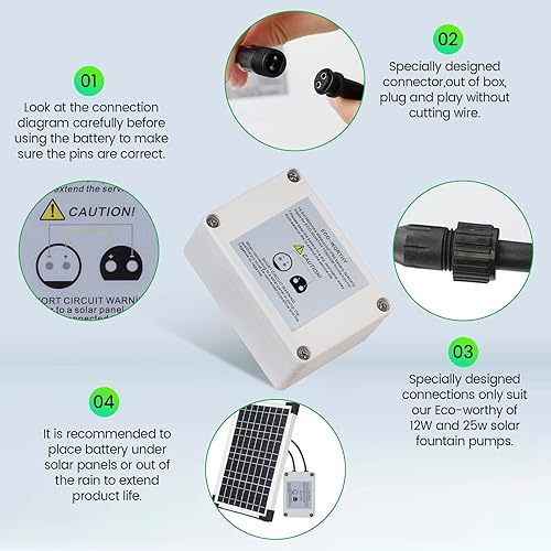 Miniatura 3 de ECO-WORTHY Fuente solar bomba de agua batería de reserva 14.8V 2600mah para ECO-WORTHY 12Watt25Watt Kit de bomba de fuente solar