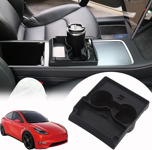 Portavasos para Tesla Modelo 3 Modelo Y Accesorios 2021-2023 Consola central Organizador de cables de datos USB, tarjeta de llave, soporte para